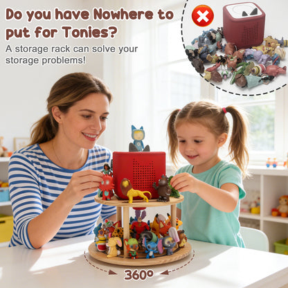 Compatible with Tonies 360° Rotating Display Shelf – 2-Tier, Holds 20–30 Figures