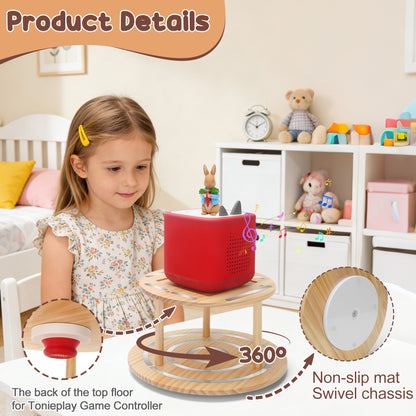 Compatible with Tonies 360° Rotating Display Shelf – 2-Tier, Holds 20–30 Figures