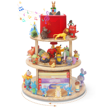 Compatible with Tonies 360° Rotating Display Shelf – 2-Tier, Holds 20–30 Figures
