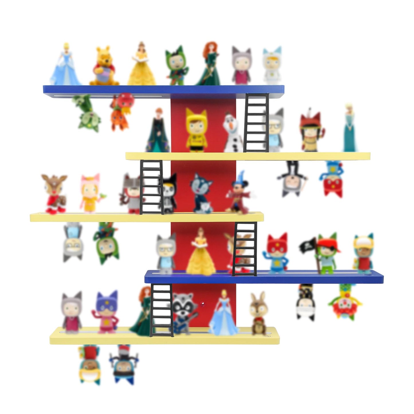 Magnetisches Holz-Regal kompatibel mit Tonies – Bunt | Wandmontage, fasst 12–35 Figuren