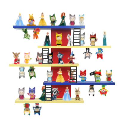 Magnetisches Holz-Regal kompatibel mit Tonies – Bunt | Wandmontage, fasst 12–35 Figuren