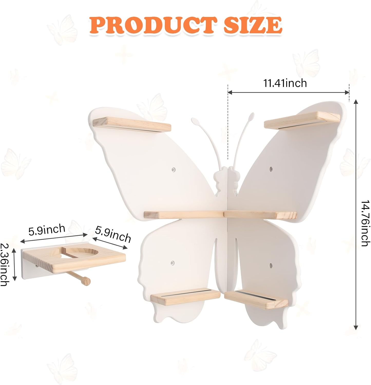 Compatible with Tonies Wooden Corner Butterfly Shelf – Wall Mounted, Holds 30–40 Figures