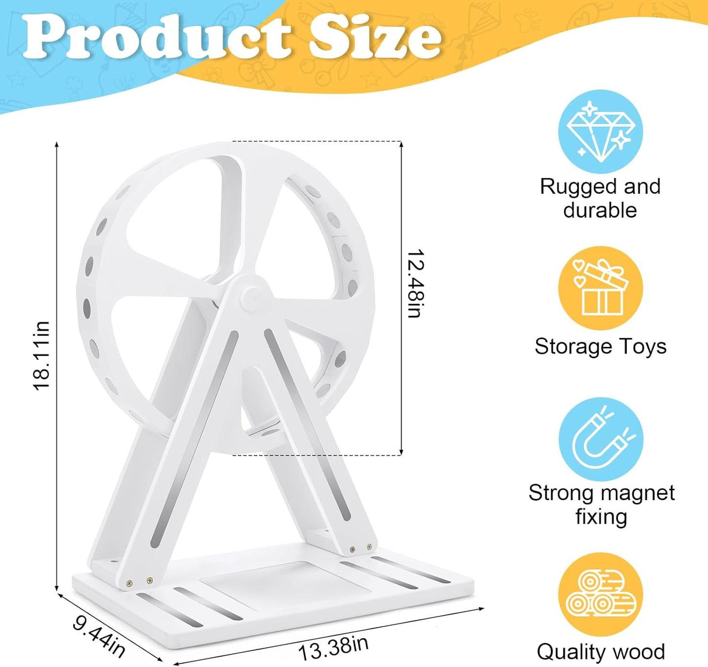 Compatible with Tonies 360° Rotating Ferris Wheel Shelf – Holds 50–70 Figures
