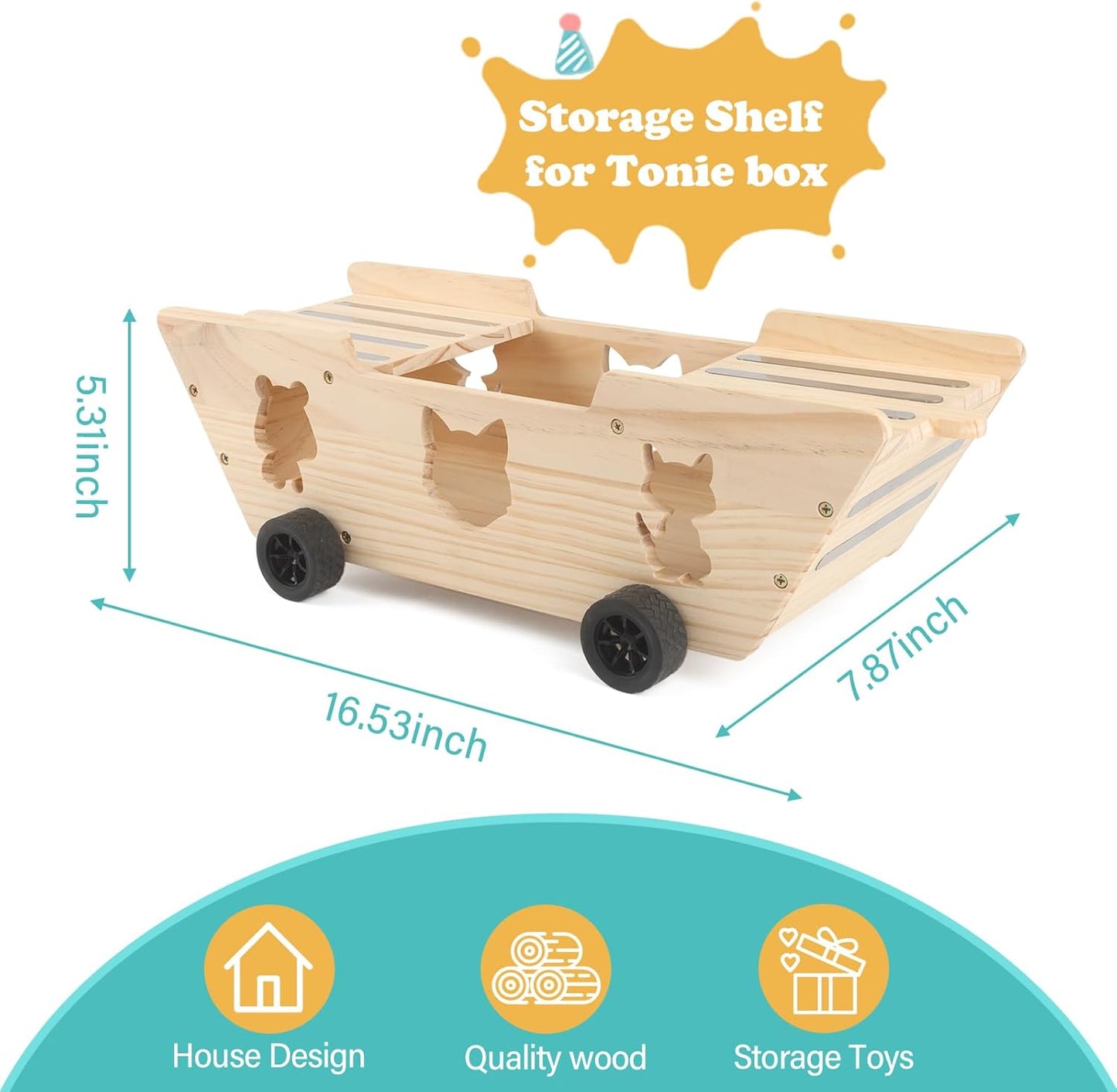 Compatible with Tonies Wooden Little Ship Shelf – Holds 20–30 Figures