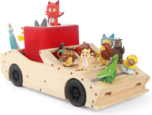 Compatible with Tonies Wooden Magnetic Sports Car Shelf – Storage & Play Trailer
