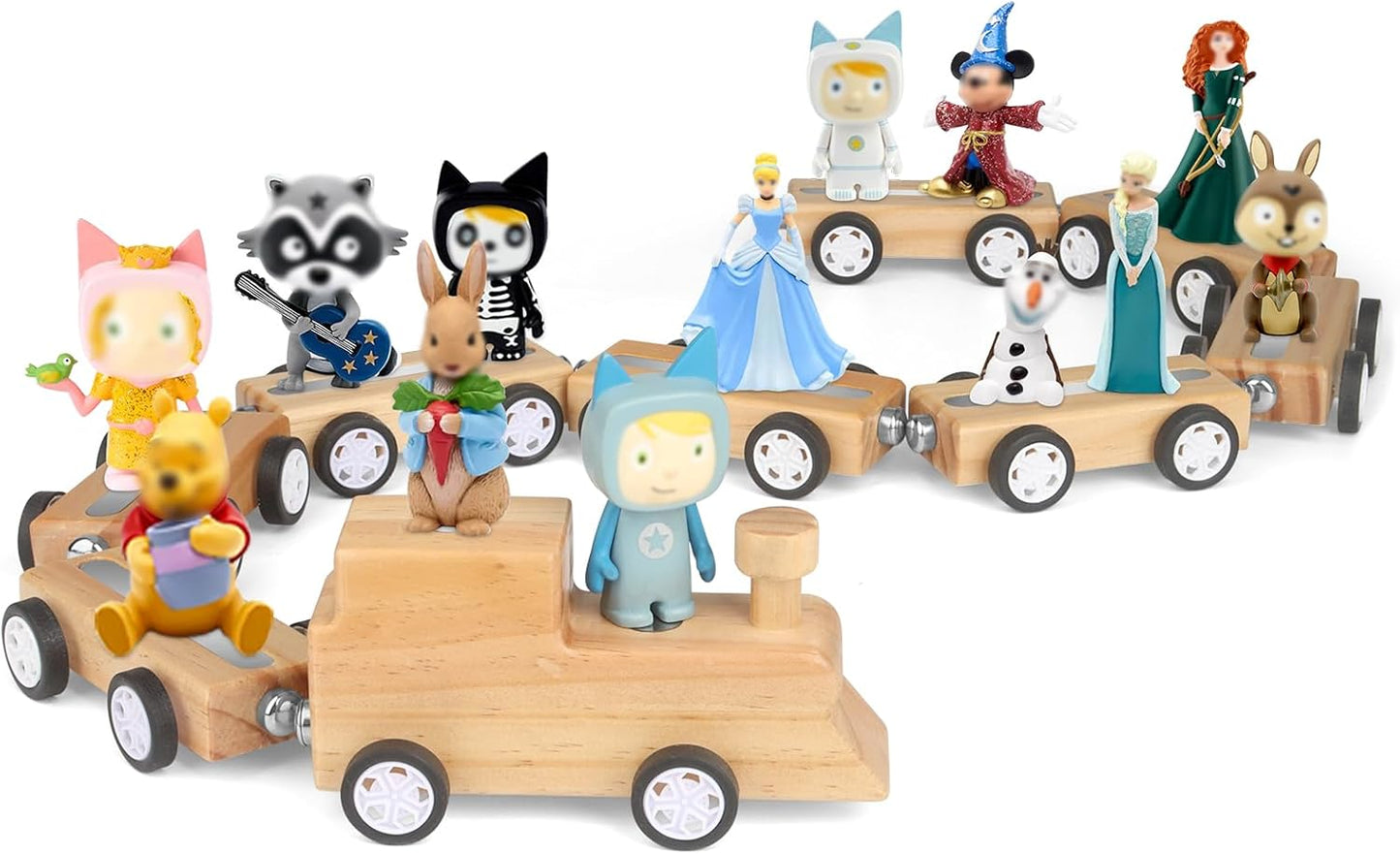 Compatible with Tonies Wooden Miniature Train Shelf – Holds 10–15 Figures