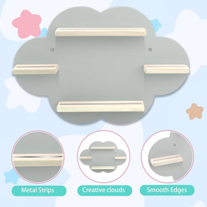 Cloud Magnetic Display Shelf Compatible with Tonies – Grey | Holds 12–20 Figures, Fits Audio Player & Charging Station