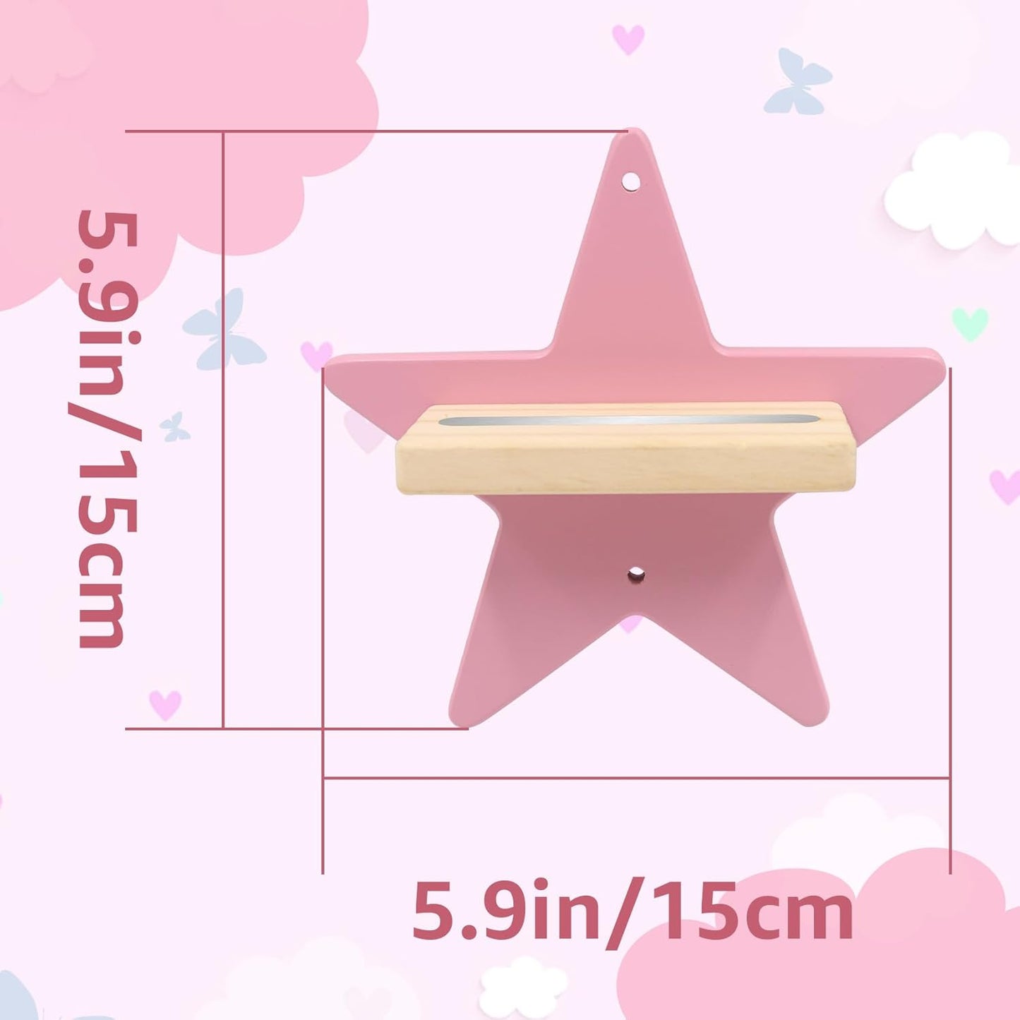 Star Magnetic Display Shelf Compatible with Tonies – Wall Mounted, Fits Audio Player Starter Set
