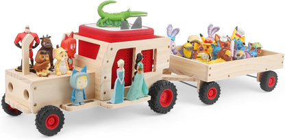 Compatible with Tonies Wooden Magnetic Display Shelf – Tractor, Holds 20–30 Figures