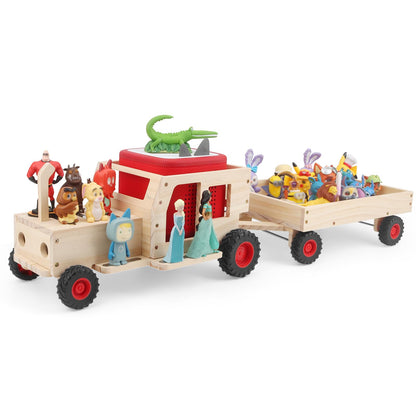 Compatible with Tonies Wooden Magnetic Display Shelf – Tractor, Holds 20–30 Figures