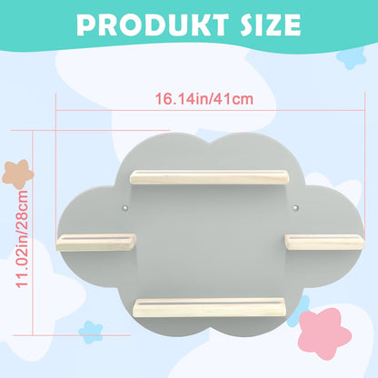 Cloud Magnetic Display Shelf Compatible with Tonies – Grey | Holds 12–20 Figures, Fits Audio Player & Charging Station