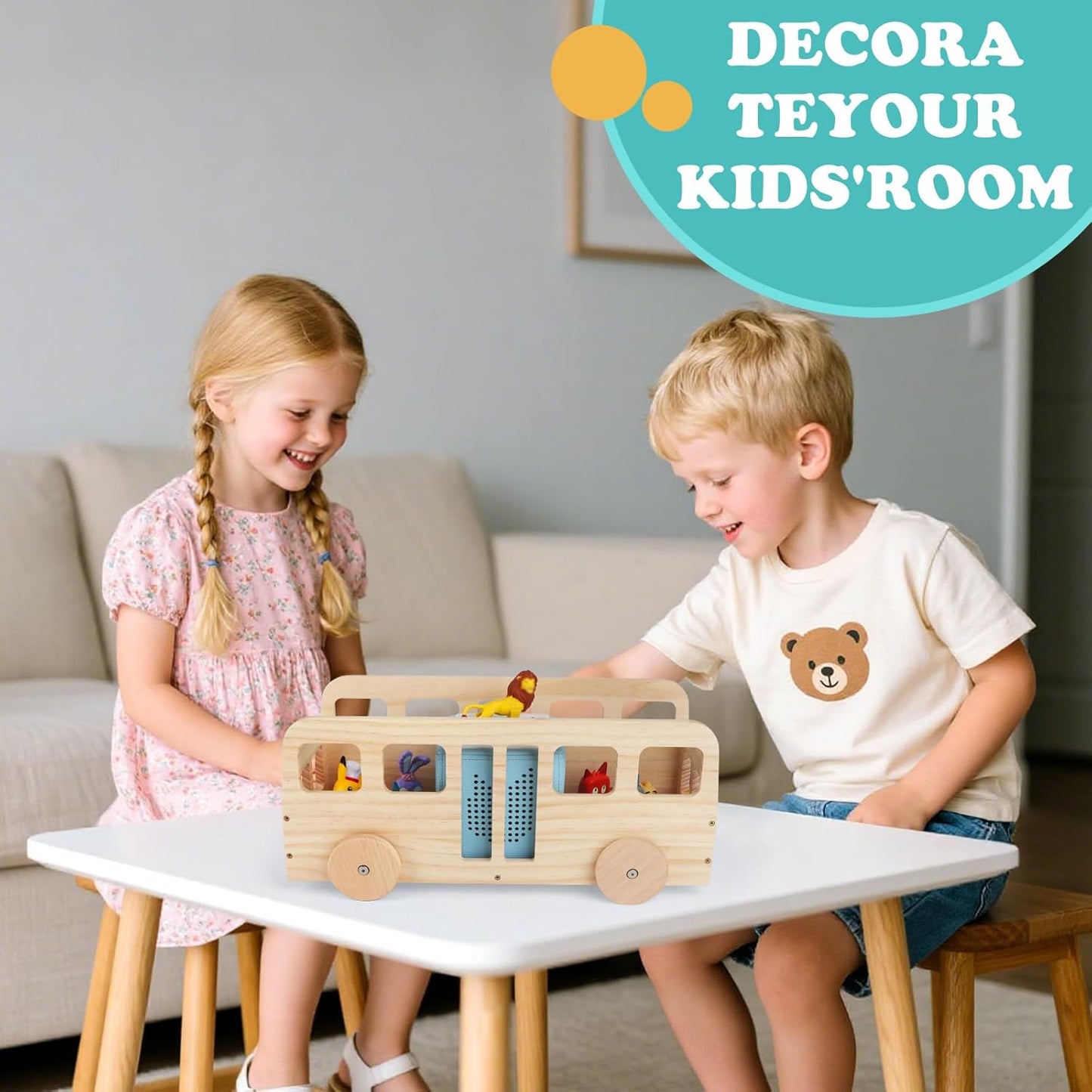 Compatible with Tonies Wooden Little Bus Shelf – Holds 20–30 Figures