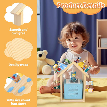 Magnetisches Holz-Display-Regal Kompatibel mit Tonies mit 35 selbstklebenden Metallplatten – Passend für Audioplayer 1 & 2