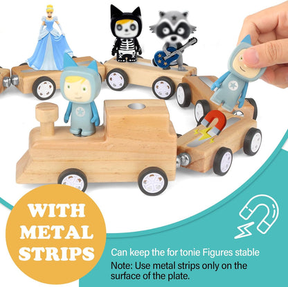 Compatible with Tonies Wooden Miniature Train Shelf – Holds 10–15 Figures
