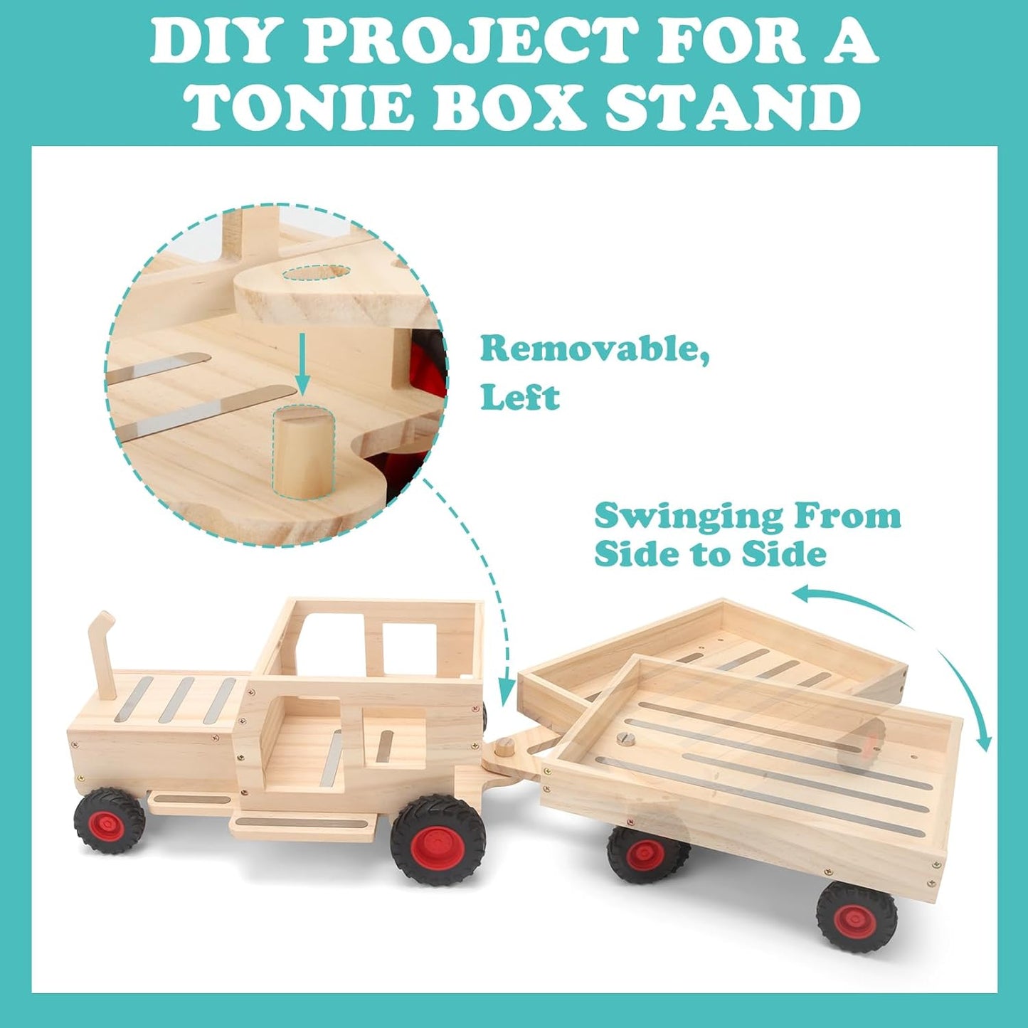 Compatible with Tonies Wooden Magnetic Display Shelf – Tractor, Holds 20–30 Figures