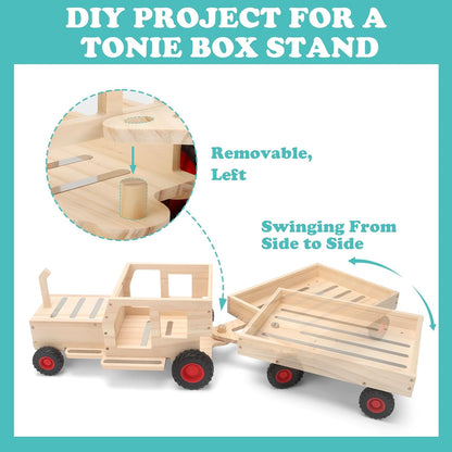 Compatible with Tonies Wooden Magnetic Display Shelf – Tractor, Holds 20–30 Figures