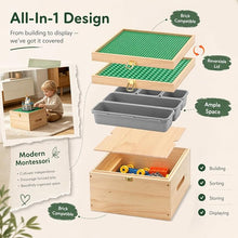 2-in-1 Wooden Building Block Storage Box with Sorting Trays