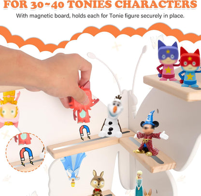 Compatible with Tonies Wooden Corner Butterfly Shelf – Wall Mounted, Holds 30–40 Figures