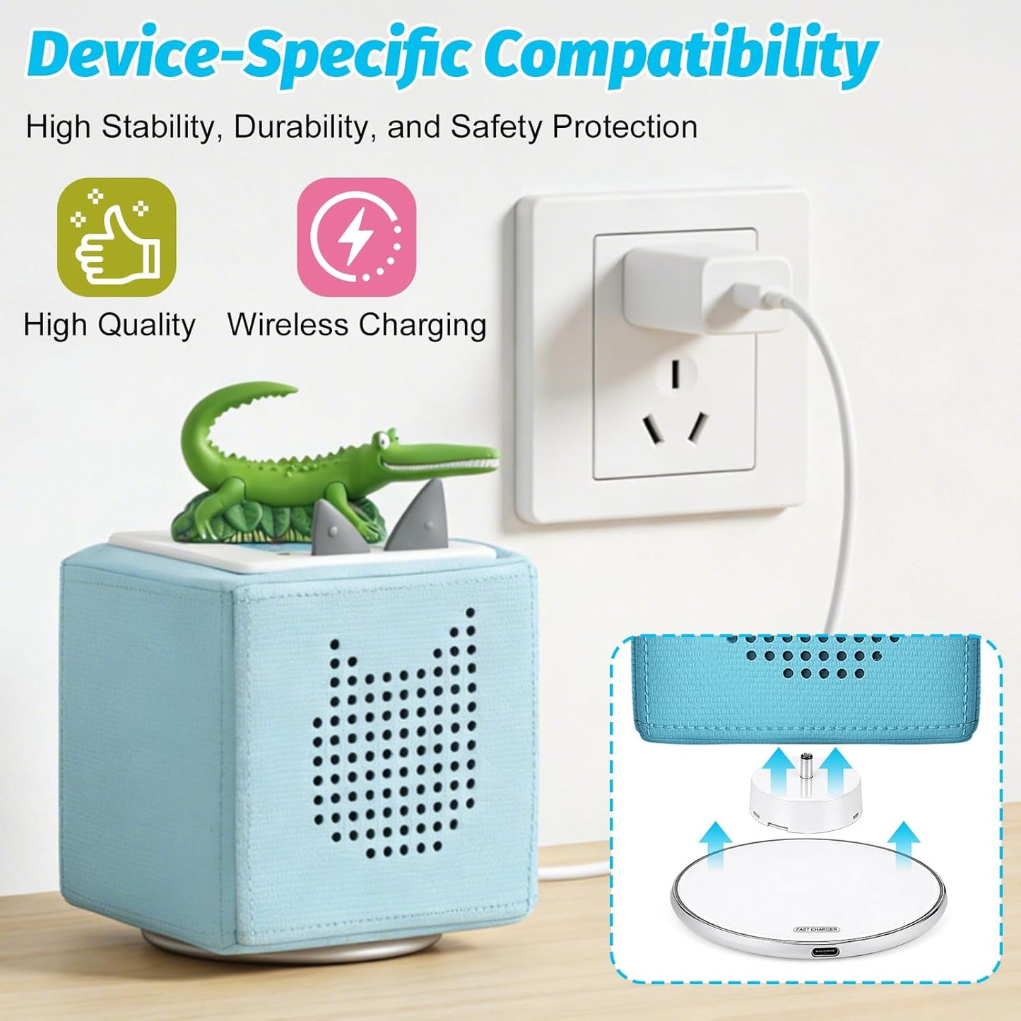 Kompatibel mit Tonies Wireless Charging Base – Verwandelt das Original-Ladegerät in eine Drop-and-Charge-Station, inkl. USB-Kabel