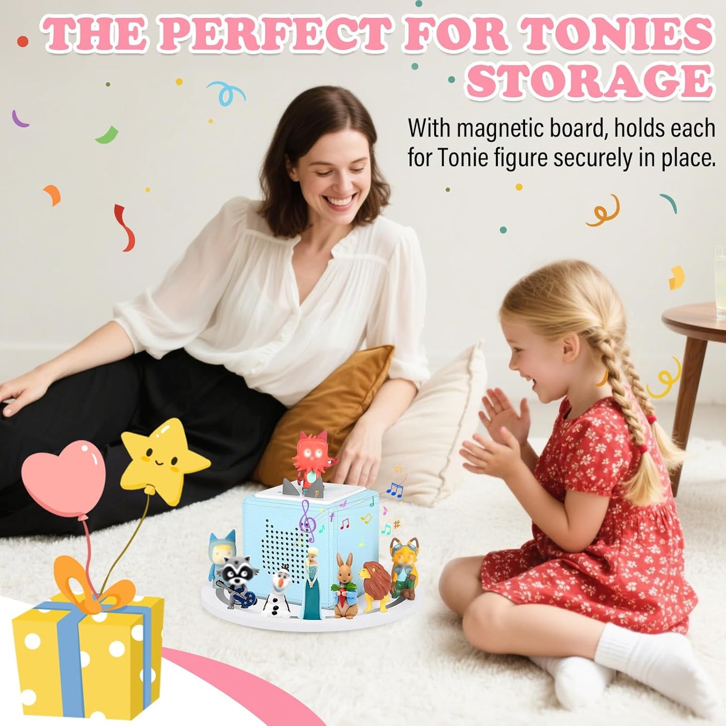 Kompatibel mit Tonies 360° drehbares Display-Regal – Weiß, für 10–15 Figuren
