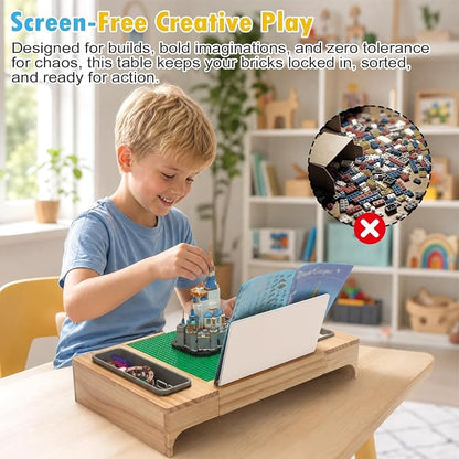 Wooden Building Lap Desk with Storage & Instruction Holder