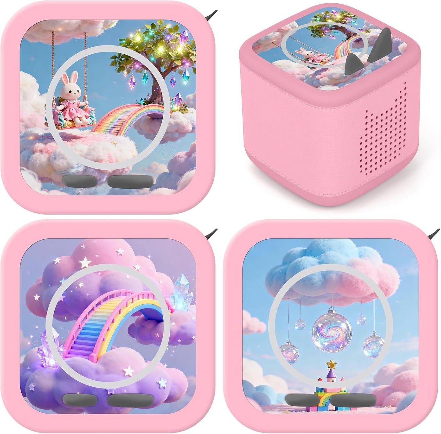 Compatible with Tonies Decorative Skins – 3 Fantasy Stickers (Bunny & Rainbow)