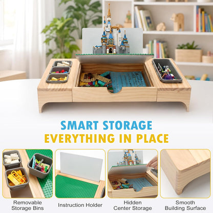 Wooden Building Lap Desk with Storage & Instruction Holder