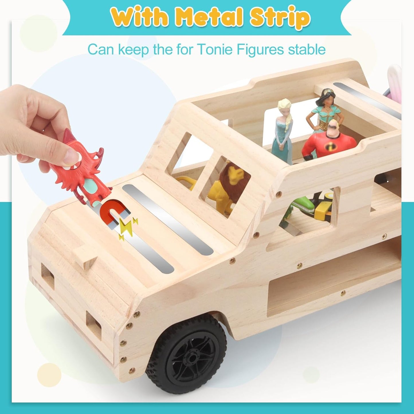 Kompatibel mit Tonies Holz-Magnetregal – Auto, Fasst 20–30 Figuren, Inklusive Gamecontroller-Halterung