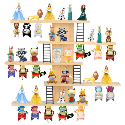 Magnetisches Holz-Regal kompatibel mit Tonies – Bunt | Wandmontage, fasst 12–35 Figuren