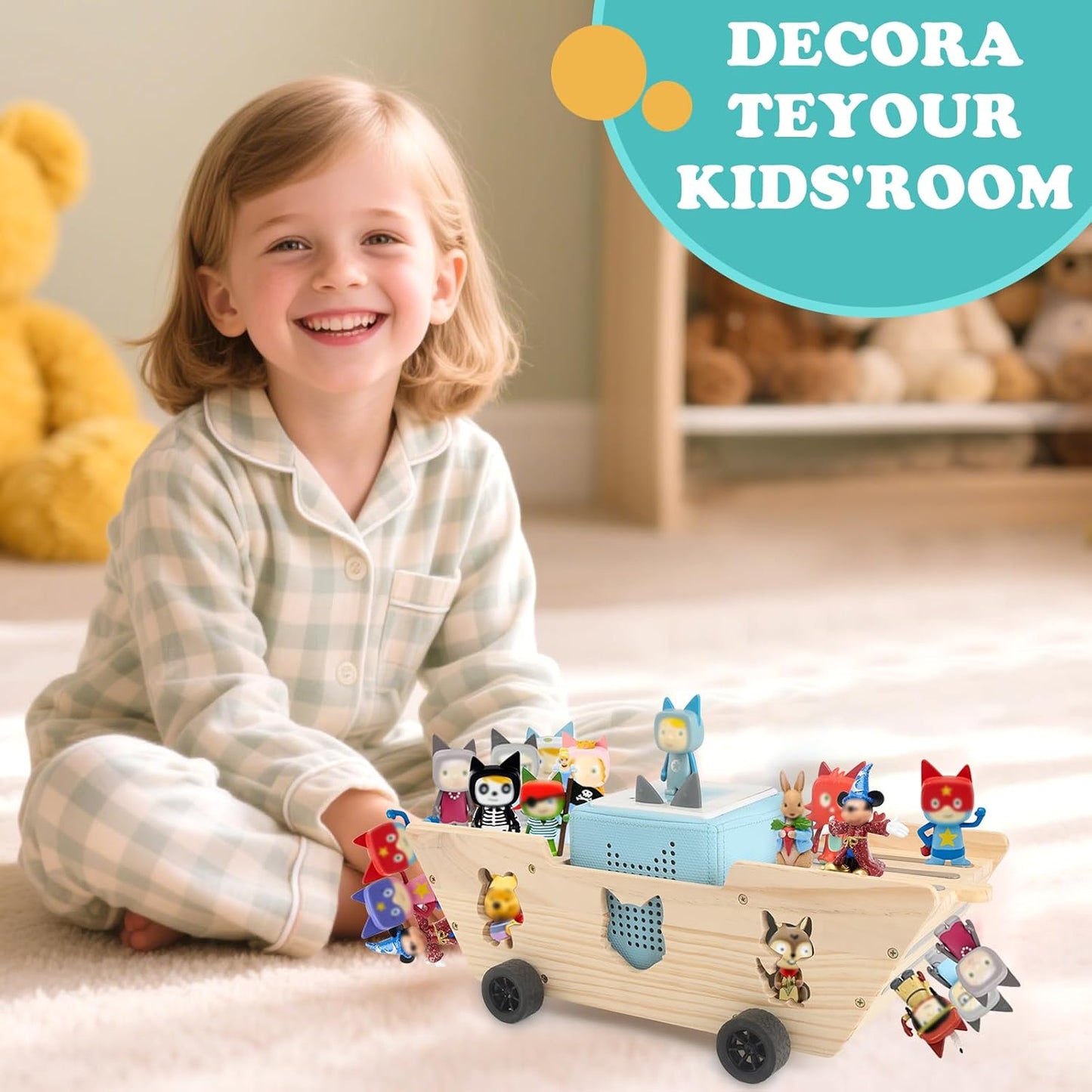 Compatible with Tonies Wooden Little Ship Shelf – Holds 20–30 Figures