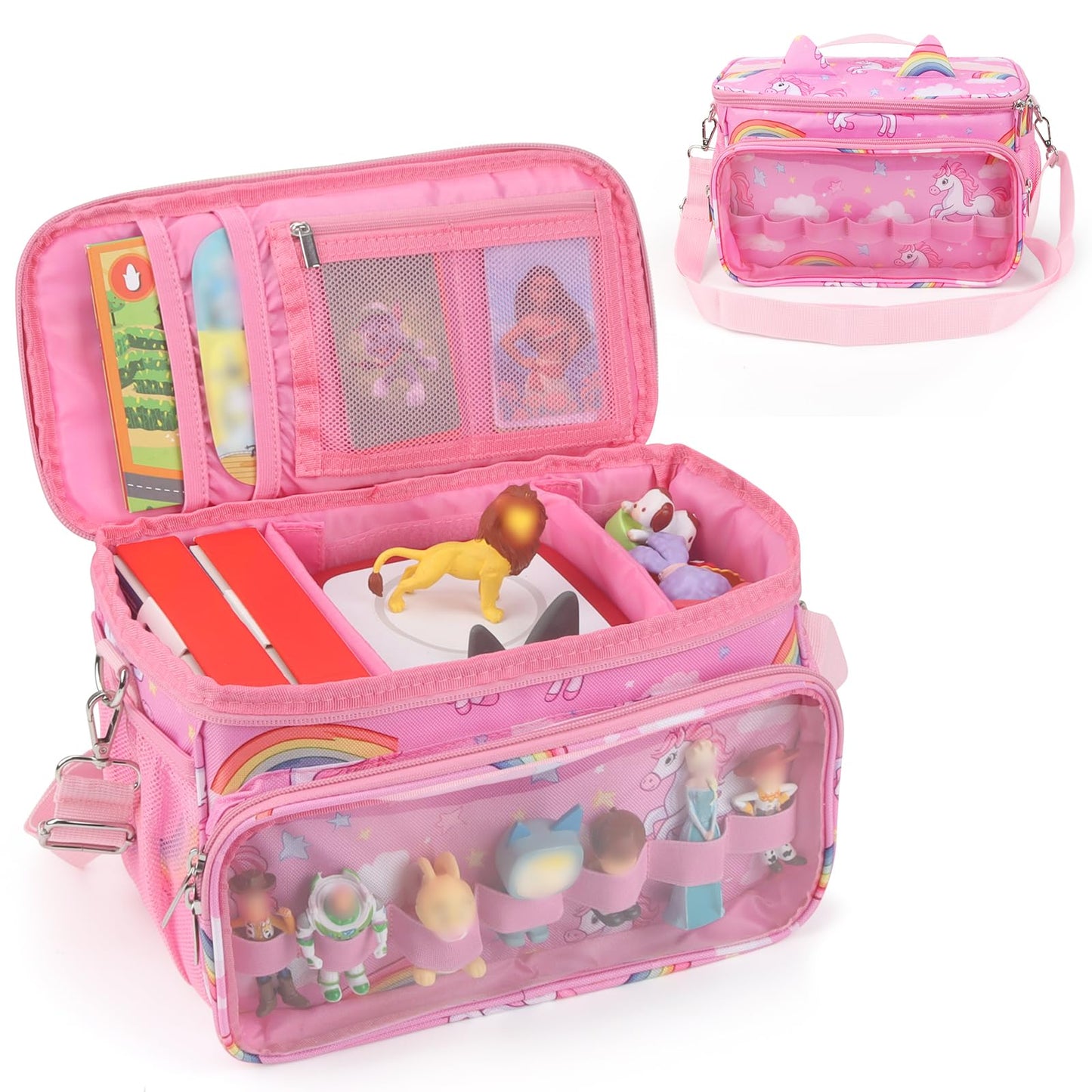 Compatible with Tonies Carrying Case – Protective Storage Bag with Adjustable Dividers, Pink