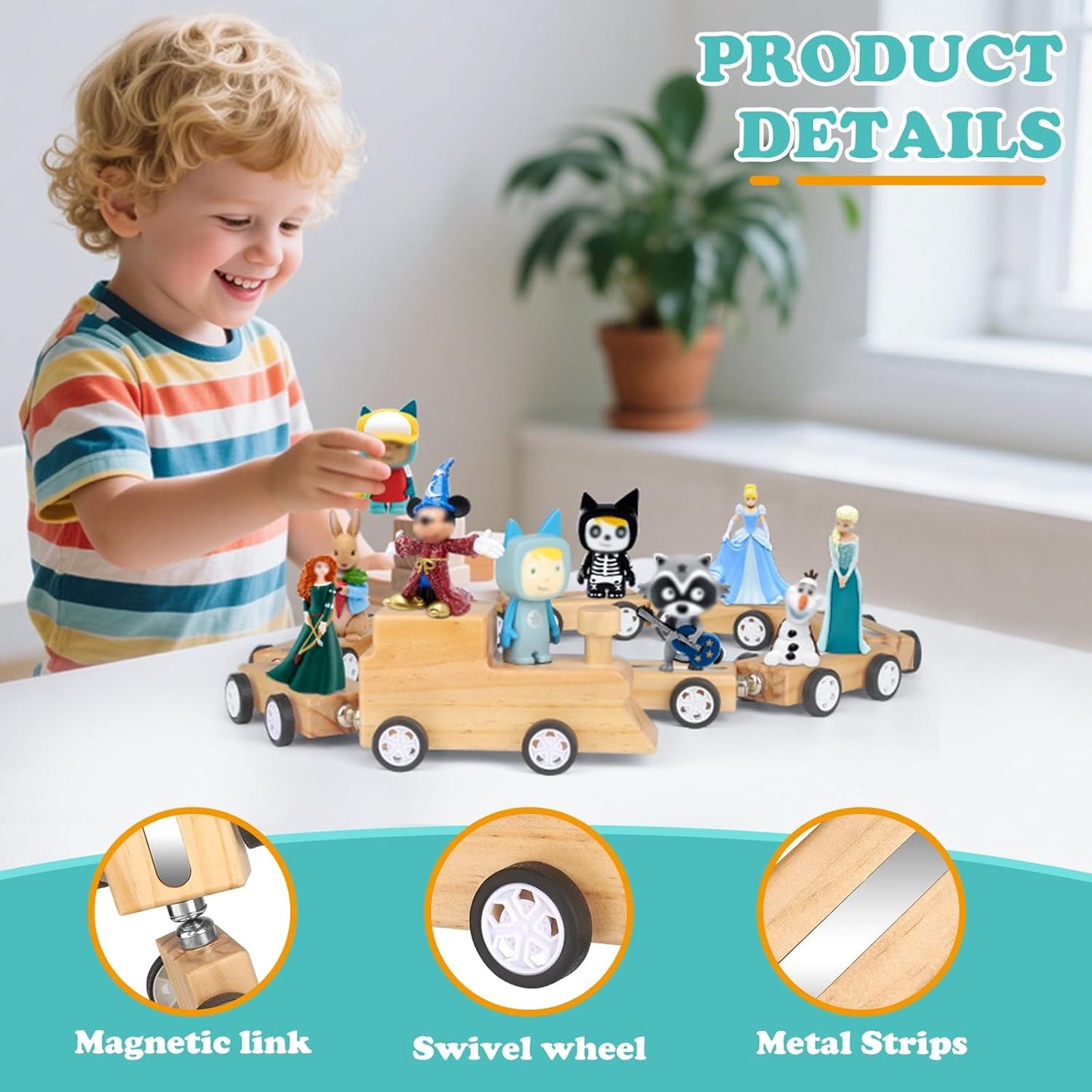 Compatible with Tonies Wooden Miniature Train Shelf – Holds 10–15 Figures
