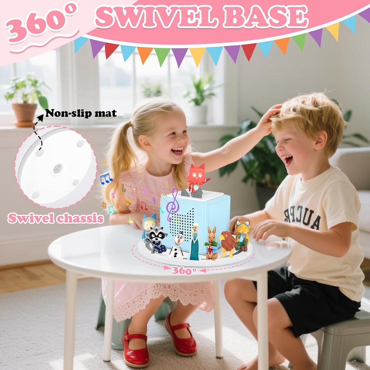 Kompatibel mit Tonies 360° drehbares Display-Regal – Weiß, für 10–15 Figuren