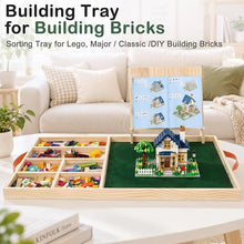 Wooden Building Tray with Felt Mat & Sorting Compartments