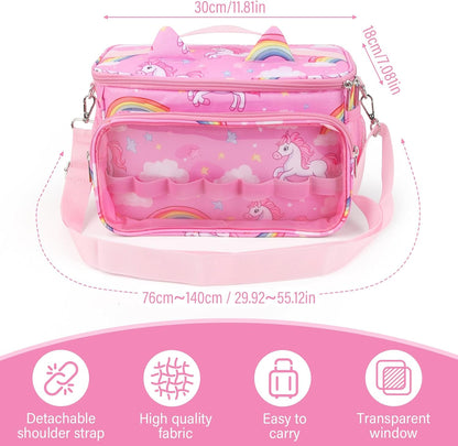 Compatible with Tonies Carrying Case – Protective Storage Bag with Adjustable Dividers, Pink