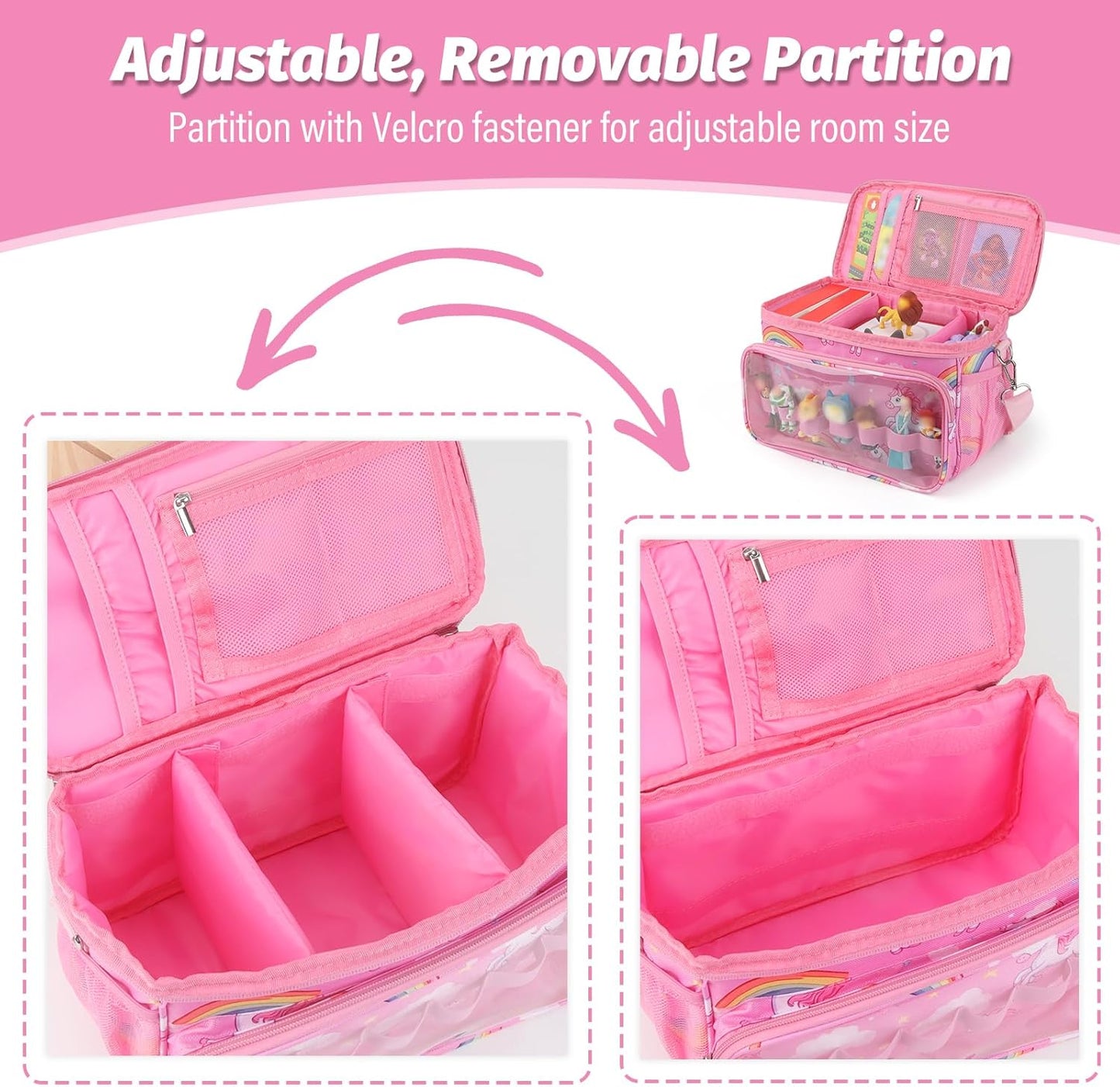 Compatible with Tonies Carrying Case – Protective Storage Bag with Adjustable Dividers, Pink