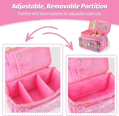 Compatible with Tonies Carrying Case – Protective Storage Bag with Adjustable Dividers, Pink