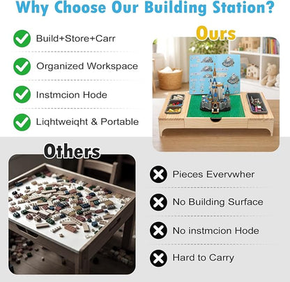 Wooden Building Lap Desk with Storage & Instruction Holder