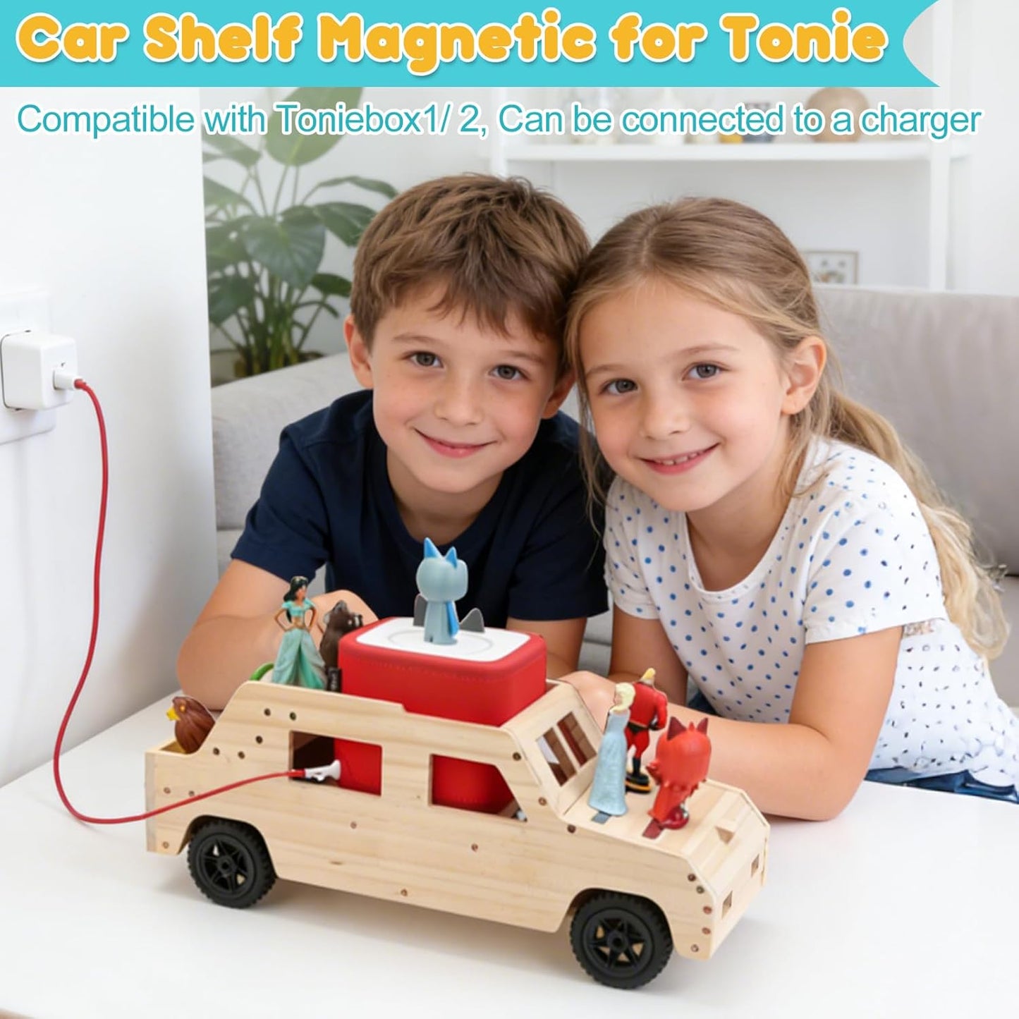 Kompatibel mit Tonies Holz-Magnetregal – Auto, Fasst 20–30 Figuren, Inklusive Gamecontroller-Halterung
