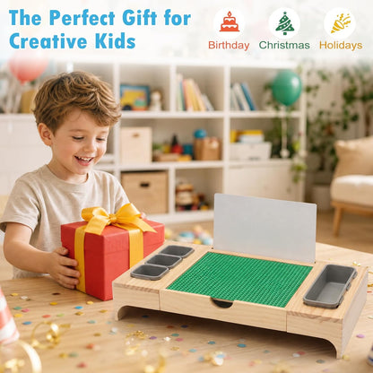 Wooden Building Lap Desk with Storage & Instruction Holder