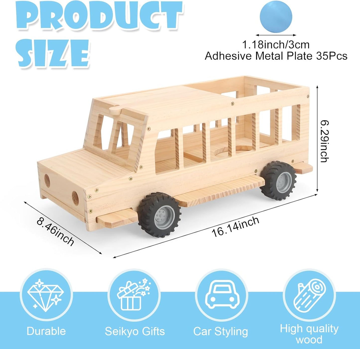 Display Shelf Compatible with Tonies with Adhesive Metal Plates – Holds 35 Figures