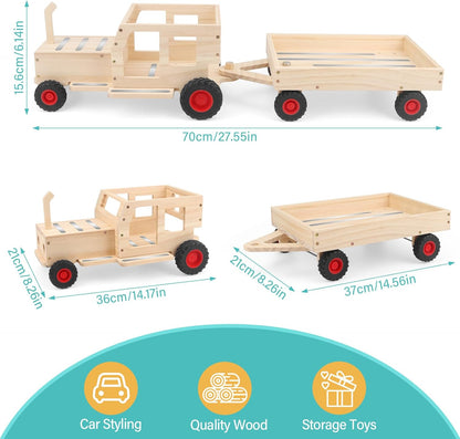 Compatible with Tonies Wooden Magnetic Display Shelf – Tractor, Holds 20–30 Figures