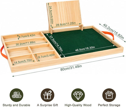Wooden Building Tray with Felt Mat & Sorting Compartments