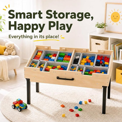 3-in-1 Wooden Kids Activity Table with Storage & Wheels