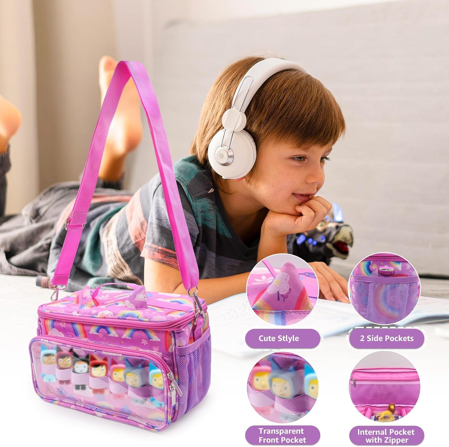 Transporttasche kompatibel mit Tonies – Pink | Passend für Toniebox 1 & 2, Tonies & Starterset