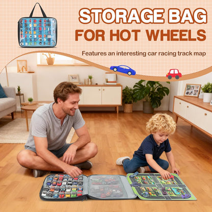 Car Storage Case with Play Mat – 56 Slots for Hot Wheels & Matchbox Cars