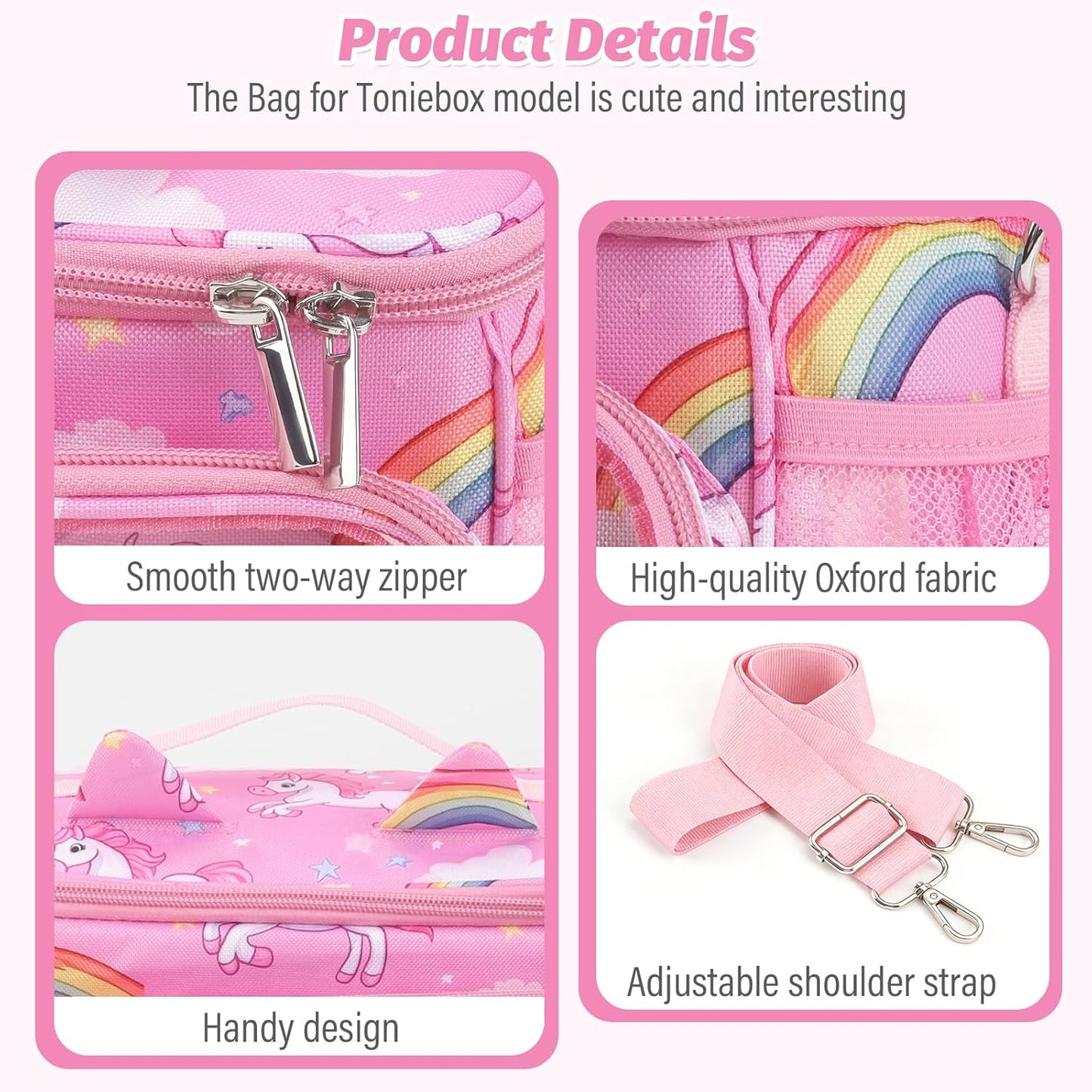Compatible with Tonies Carrying Case – Protective Storage Bag with Adjustable Dividers, Pink