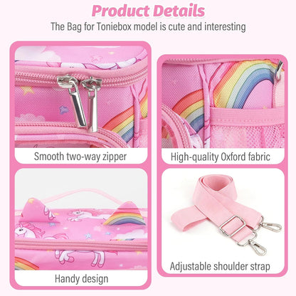 Compatible with Tonies Carrying Case – Protective Storage Bag with Adjustable Dividers, Pink