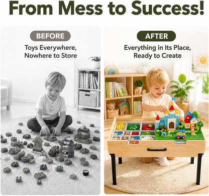 3-in-1 Wooden Kids Activity Table with Storage & Wheels