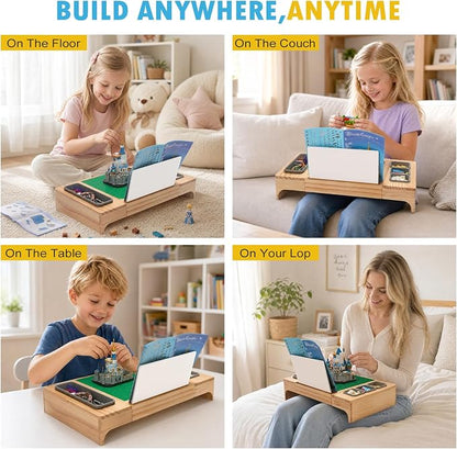 Wooden Building Lap Desk with Storage & Instruction Holder